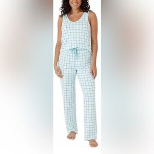 Eddie Bauer Mint and White Plaid Sleepwear Set Size M
